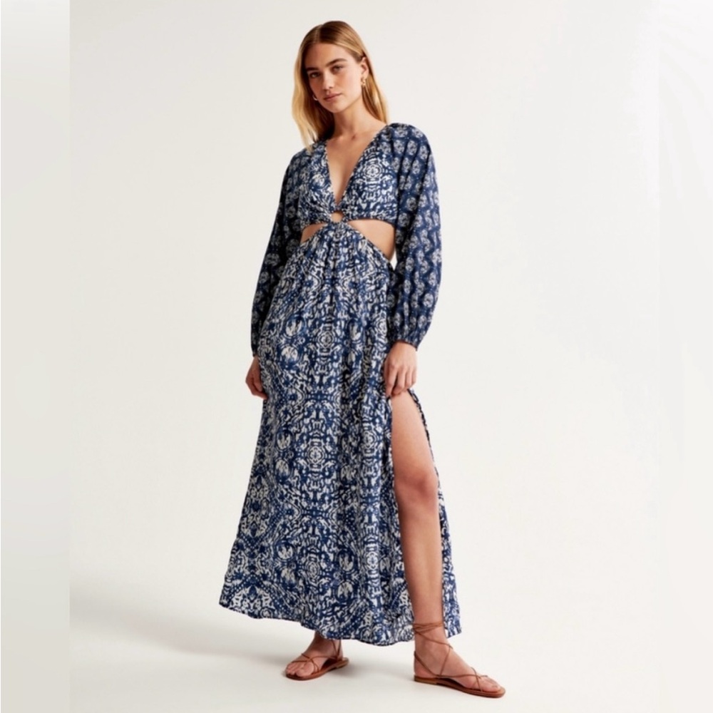 Abercrombie & Fitch Navy and White Patterned Dress